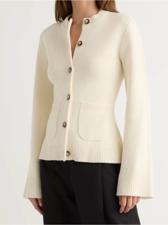 Modern Citizen Sweaters - Modern Citizen Eames Organic Cotton-Wool Cardigan in Cream size large